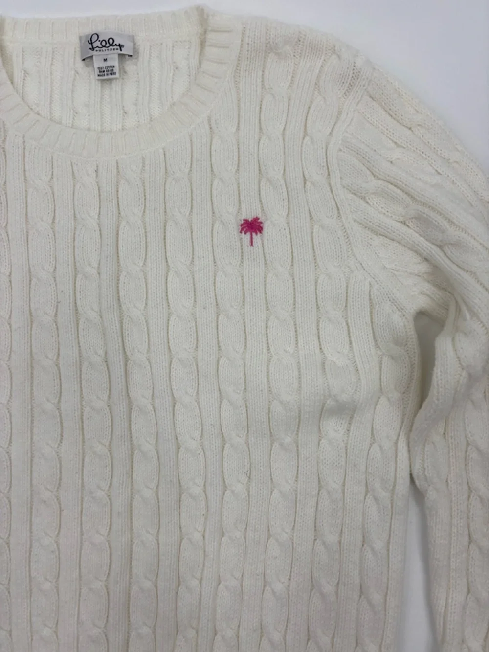 Lilly Pulitzer Sweater Vintage White Cable Knit - Picture 2 of 8
